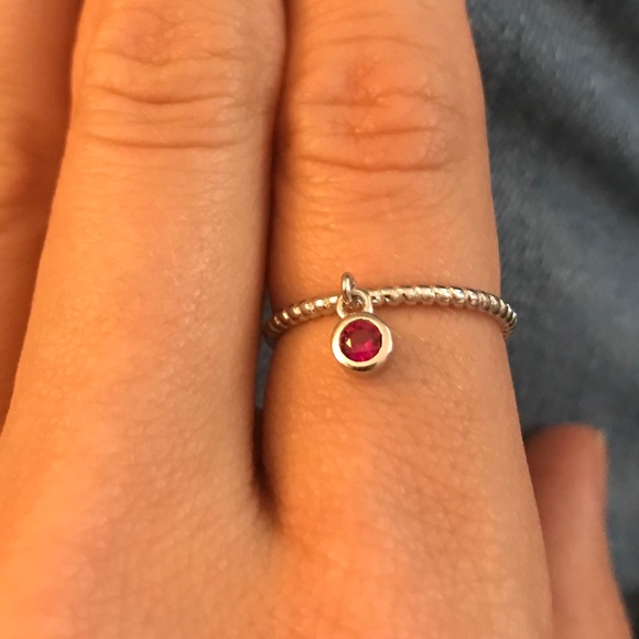 925 Sterling Silver Ring With Ruby Charm - Picture 4 of 6